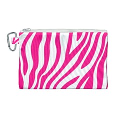 Pink Fucsia Zebra Vibes Animal Print Canvas Cosmetic Bag (large) by ConteMonfrey