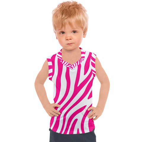 Pink Fucsia Zebra Vibes Animal Print Kids  Sport Tank Top by ConteMonfrey