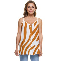 Orange Zebra Vibes Animal Print   Casual Spaghetti Strap Chiffon Top by ConteMonfrey