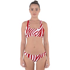 Red Zebra Vibes Animal Print  Cross Back Hipster Bikini Set by ConteMonfrey