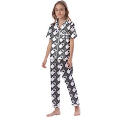 Grey And White Little Paws Kids  Satin Short Sleeve Pajamas Set by ConteMonfrey