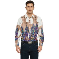 Leafs And Floral Print Men s Long Sleeve Pocket Shirt  by BellaVistaTshirt02