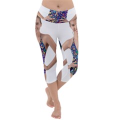 Leafs And Floral Print Lightweight Velour Capri Yoga Leggings by BellaVistaTshirt02