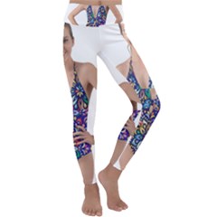 Leafs And Floral Print Kids  Lightweight Velour Classic Yoga Leggings