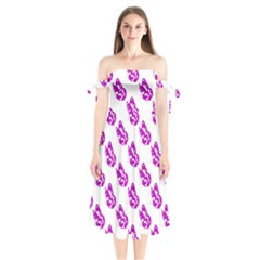 Purple Butterflies On Their Own Way  Shoulder Tie Bardot Midi Dress by ConteMonfrey