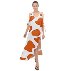 Orange Cow Dots Maxi Chiffon Cover Up Dress by ConteMonfrey