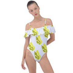 Yellow Butterflies On Their Own Way Frill Detail One Piece Swimsuit by ConteMonfrey