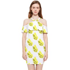 Yellow Butterflies On Their Own Way Shoulder Frill Bodycon Summer Dress by ConteMonfrey