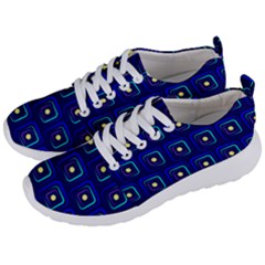 Blue Neon Squares - Modern Abstract Men s Lightweight Sports Shoes by ConteMonfrey