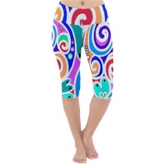 Crazy Pop Art - Doodle Circles   Lightweight Velour Cropped Yoga Leggings by ConteMonfrey