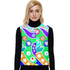 Crazy Pop Art - Doodle Lover   Women s Short Button Up Puffer Vest by ConteMonfrey
