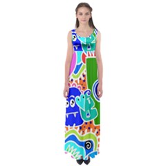 Crazy Pop Art - Doodle Buddies  Empire Waist Maxi Dress by ConteMonfrey