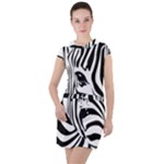 Animal Cute Pattern Art Zebra Drawstring Hooded Dress