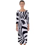 Animal Cute Pattern Art Zebra Quarter Sleeve Midi Bodycon Dress