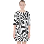 Animal Cute Pattern Art Zebra Quarter Sleeve Pocket Dress