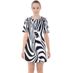 Animal Cute Pattern Art Zebra Sixties Short Sleeve Mini Dress
