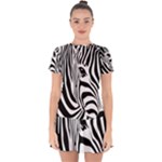 Animal Cute Pattern Art Zebra Drop Hem Mini Chiffon Dress