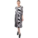 Animal Cute Pattern Art Zebra Ruffle End Midi Chiffon Dress
