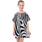 Animal Cute Pattern Art Zebra Kids  One Piece Chiffon Dress