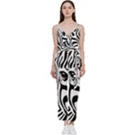 Animal Cute Pattern Art Zebra V-Neck Spaghetti Strap Tie Front Jumpsuit