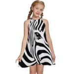 Animal Cute Pattern Art Zebra Kids  Halter Collar Waist Tie Chiffon Dress