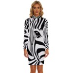 Animal Cute Pattern Art Zebra Long Sleeve Shirt Collar Bodycon Dress