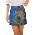 Blue Peacock Feather Mini Front Wrap Skirt View1