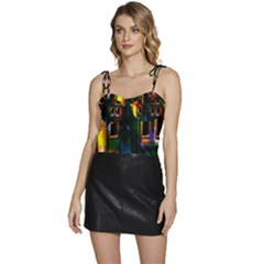 Architecture City Homes Window Flowy Camisole Tie Up Top