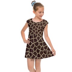 Giraffe Animal Print Skin Fur Kids  Cap Sleeve Dress by Amaryn4rt