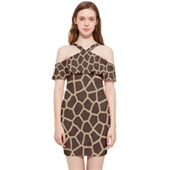 Giraffe Animal Print Skin Fur Shoulder Frill Bodycon Summer Dress by Amaryn4rt