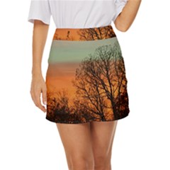 Twilight Sunset Sky Evening Clouds Mini Front Wrap Skirt