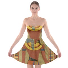 Egyptian Tutunkhamun Pharaoh Design Strapless Bra Top Dress by Celenk