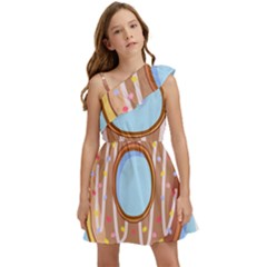 Dessert Food Donut Sweet Decor Chocolate Bread Kids  One Shoulder Party Dress by Uceng
