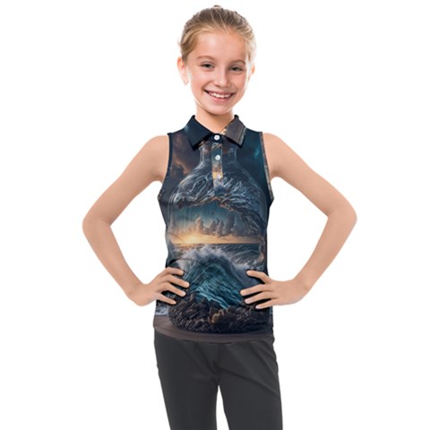 Fantasy People Mysticism Composing Fairytale Art 2 Kids  Sleeveless Polo Tee by Uceng