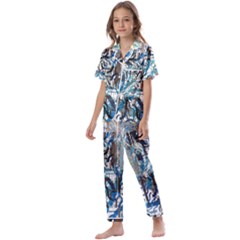 Abstract Acrylic Color Texture Watercolor Creative Kids  Satin Short Sleeve Pajamas Set by Uceng