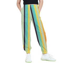 Colorful Rainbow Striped Pattern Stripes Background Kids  Elastic Waist Pants by Uceng