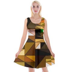 Abstract Experimental Geometric Shape Pattern Reversible Velvet Sleeveless Dress by Uceng
