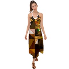 Abstract Experimental Geometric Shape Pattern Halter Tie Back Dress  by Uceng