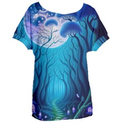 Blue Forrest Jungle,tree Trees Nature Landscape Women s Oversized Tee by Uceng