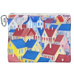 City Houses Cute Drawing Landscape Village Canvas Cosmetic Bag (xxl) by Uceng