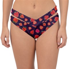 Strawberry On Black Double Strap Halter Bikini Bottoms by SychEva