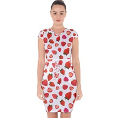 Strawberries Capsleeve Drawstring Dress  by SychEva