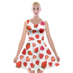Strawberries Velvet Skater Dress by SychEva