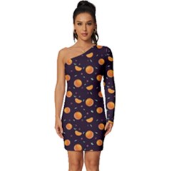 Oranges Long Sleeve One Shoulder Mini Dress by SychEva
