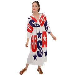 Usa Stars Fourth Of July Symbol America Usa Stars Grecian Style  Maxi Dress by Wegoenart