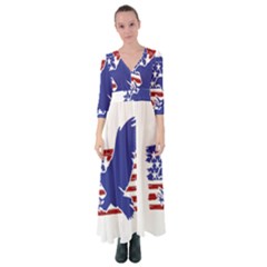 Usa Flag Eagle Symbol American Bald Eagle Country Button Up Maxi Dress by Wegoenart