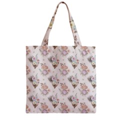 Roses-white Zipper Grocery Tote Bag by nateshop