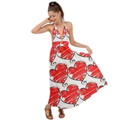 Seamless-heart-red Backless Maxi Beach Dress by nateshop
