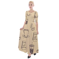 Coffee-56 Half Sleeves Maxi Dress by nateshop