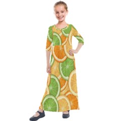 Fruits-orange Kids  Quarter Sleeve Maxi Dress by nateshop